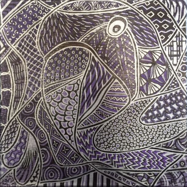 Zentangle, Papagei, Acryl